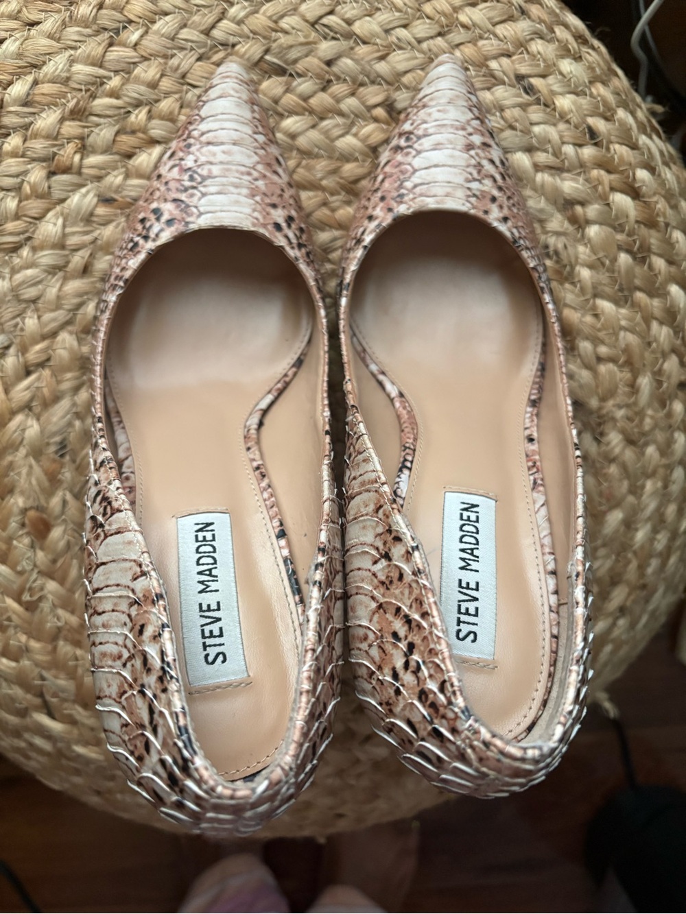 Steve Madden Blush Snake-Embossed Pointed Heels